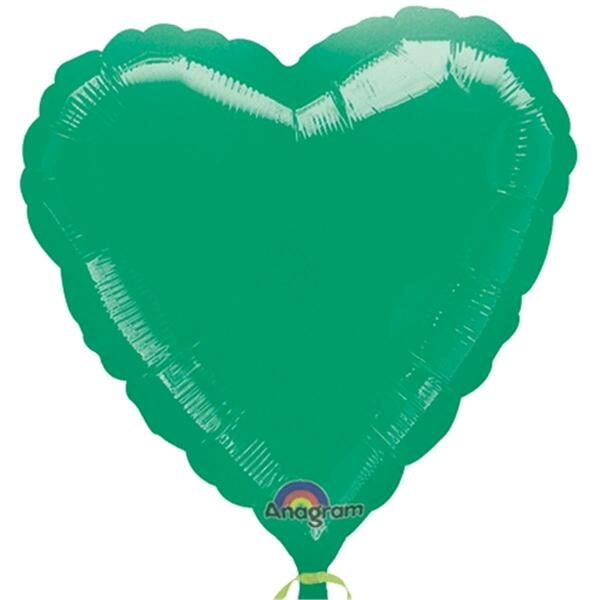 Loftus International 18 in. Metallic Green Heart Balloon A1-0557